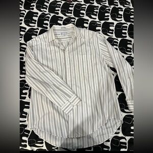 Yves Saint Laurent White and Black Striped Dress Shirt
